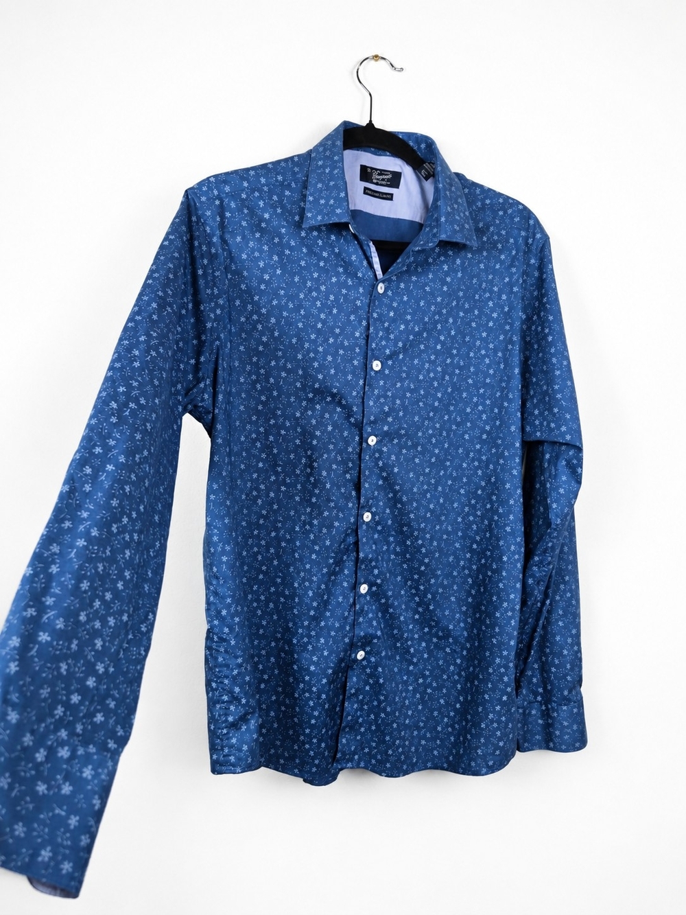 Original Penguin Heritage Slim Fit Blue Floral Button Up Shirt Men's 16 34/35